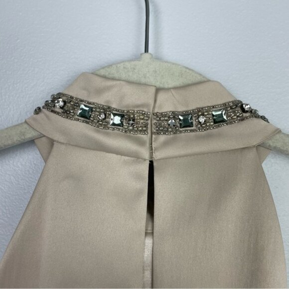 Karen Millen Champagne Rhinestone Collar Sleeveless  Formal‎ Occasion Satin Top - Picture 5 of 16
